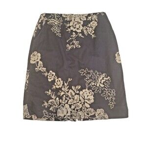 J Crew Mini Skirt Sz 8 Floral Embroidery Zipped Lined Professional Zipped